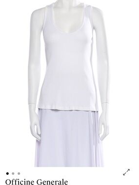 Officine Generale White Ribbed Tank Top